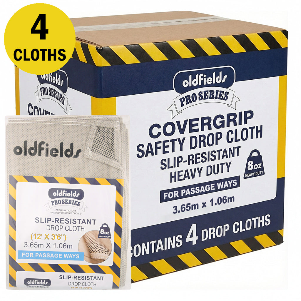Wholesale pack of 4 Oldfields Pro Series slip-resistant drop cloths for passage ways