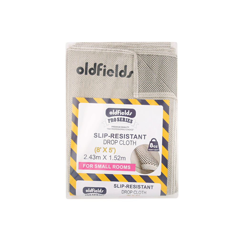 Oldfields Pro Series 2.43m x 1.52m heavy duty slip-resistant drop sheet for small rooms