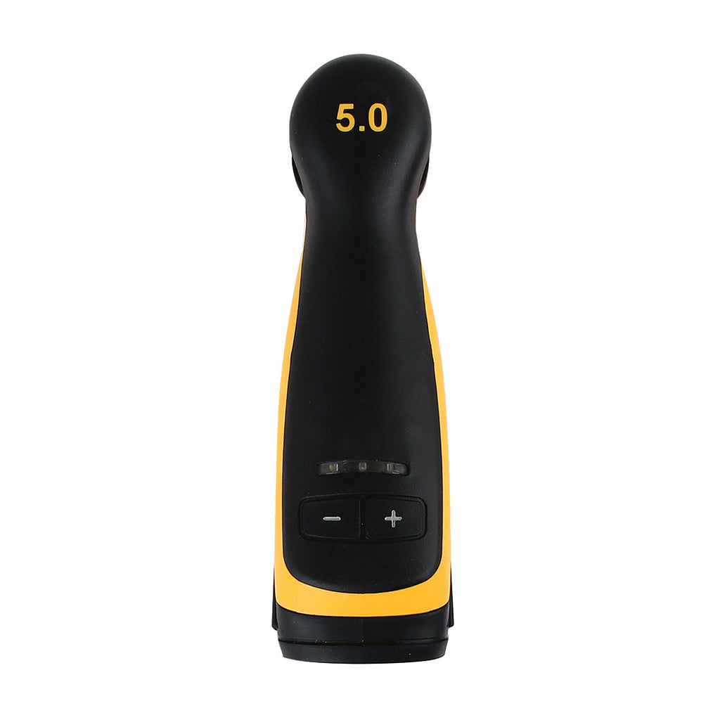 Top view of the Mirka AROS-B showing ergonomic handle and speed control buttons
