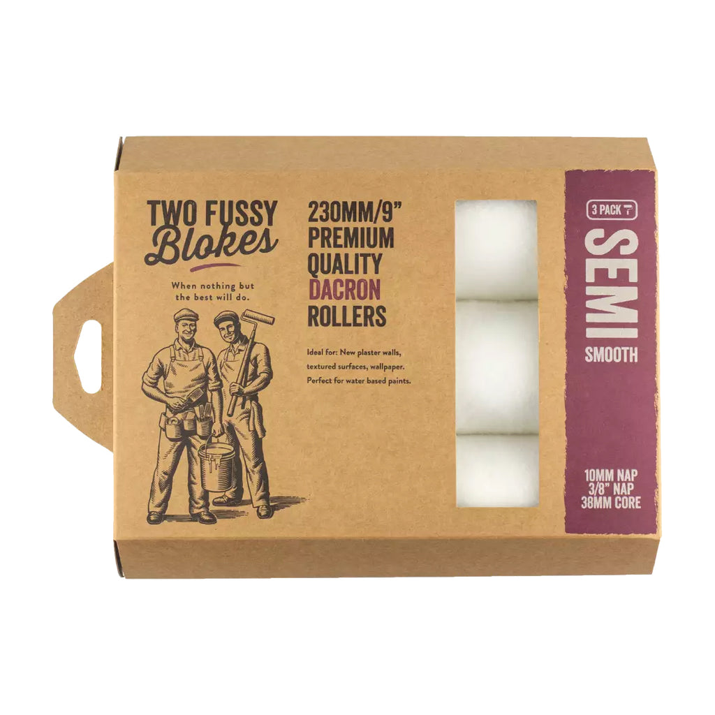 TWO FUSSY BLOKES Dacron 230mm Paint Rollers 10mm Nap