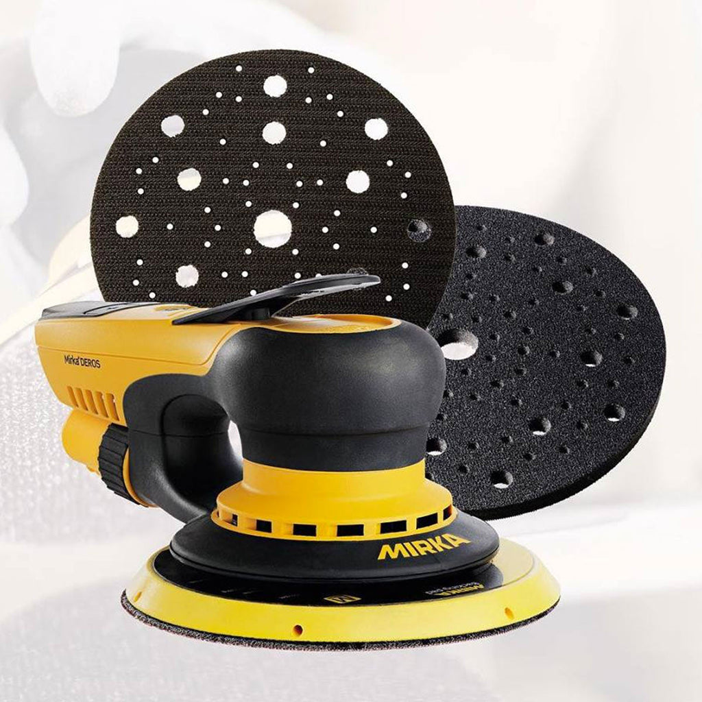Mirka 150mm backing pad and Abranet mesh discs for high-performance dust extraction