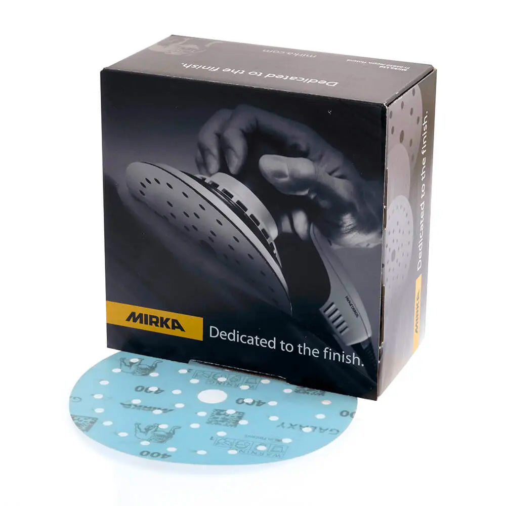 Box of Mirka Galaxy 150mm ceramic discs with a Multifit hole pattern for dust extraction