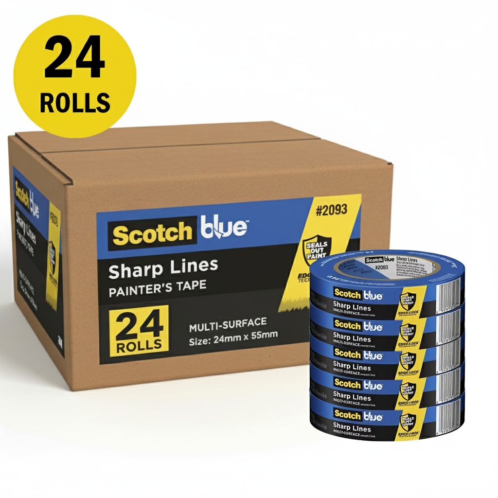 3M 2093 Blue Edge Lock Masking Tape 24mm x 55m / Box of 24 Rolls