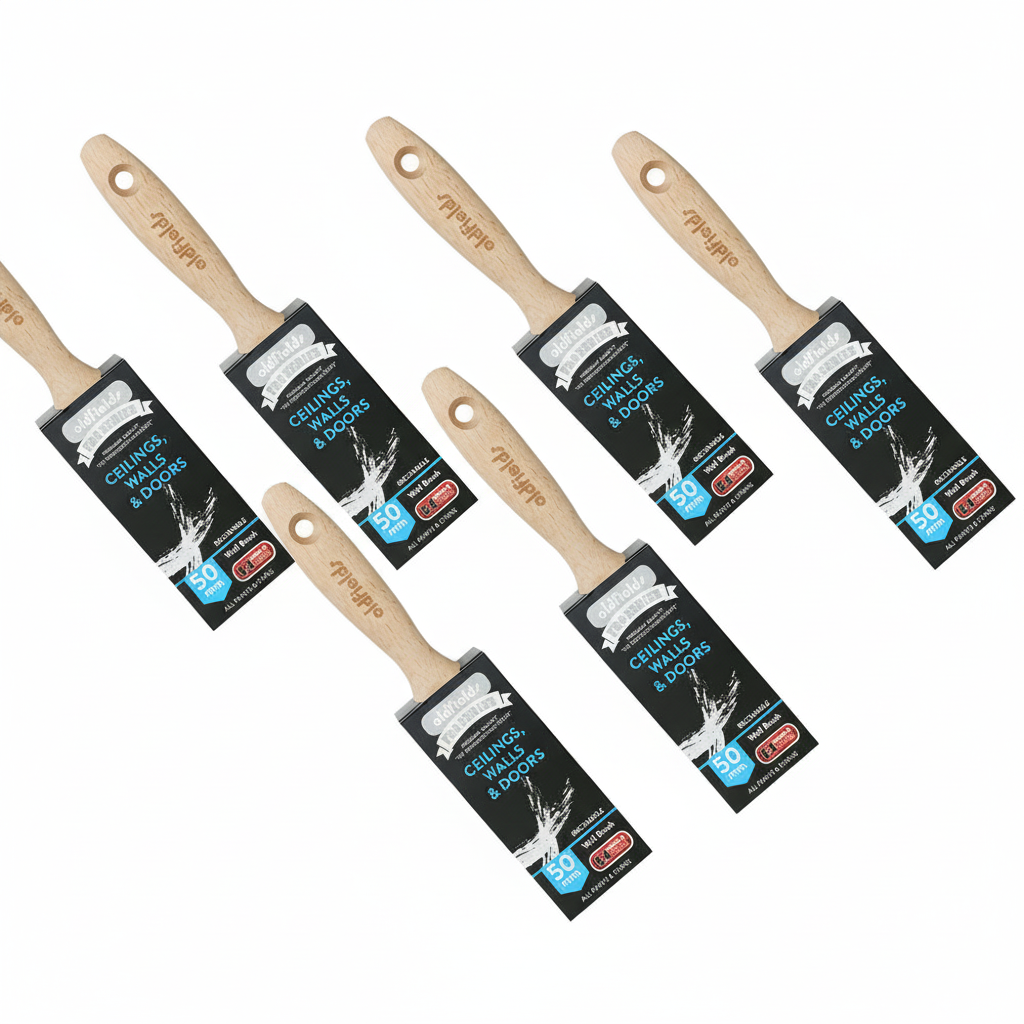 Collection of six Oldfields Pro Series 50mm rectangle wall brushes for trade supply