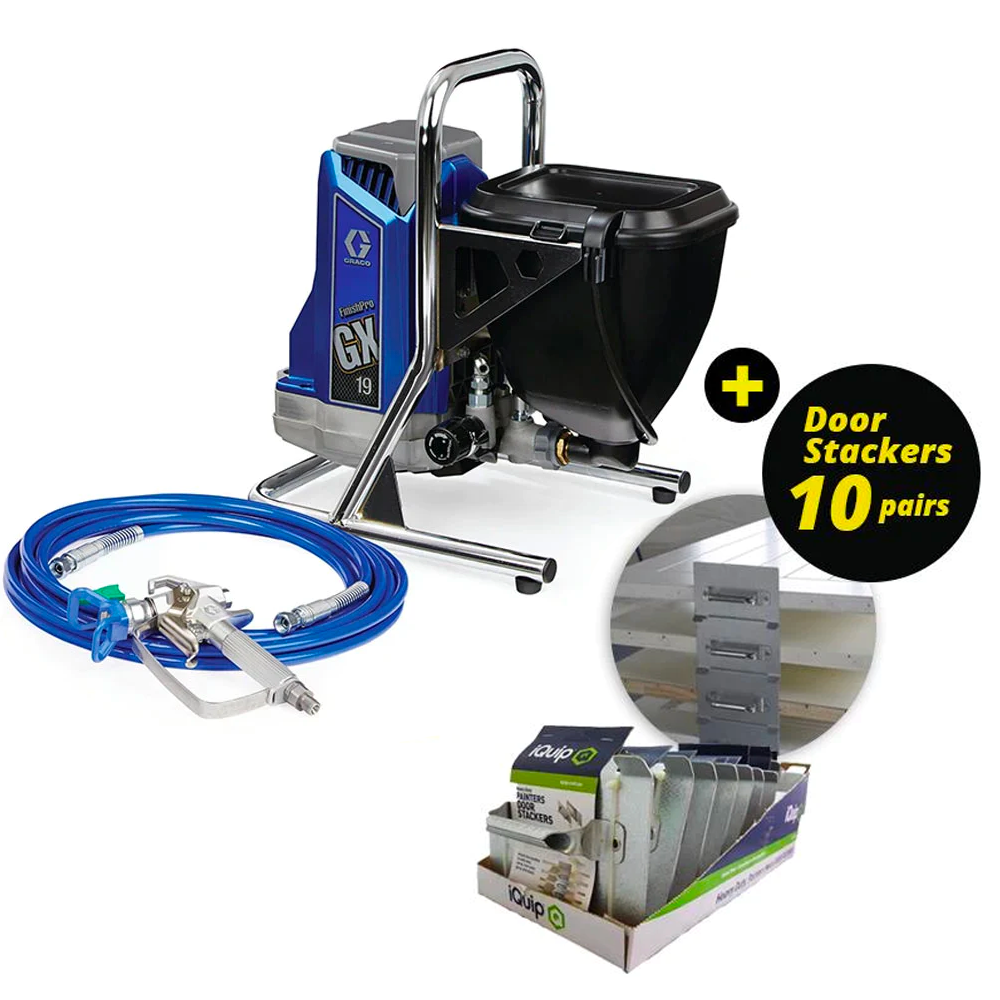 Graco FinishPro GX 19 Airless Paint Sprayer (17H223) + iQuip Metal Door Stackers 10-pack (22DSM2)
