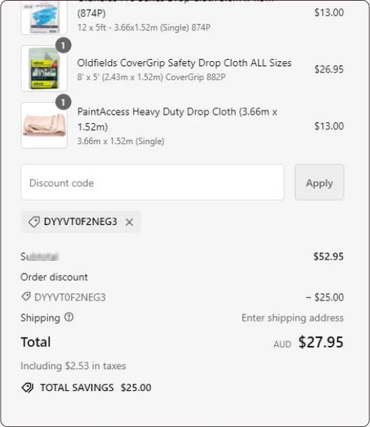 Checkout discount