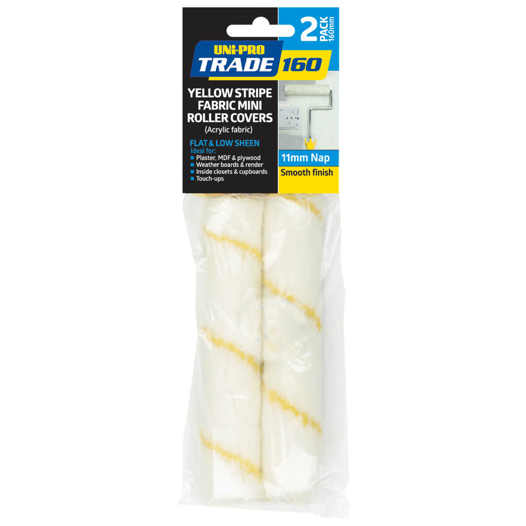 Uni-Pro Trade 160mm Yellow Stripe Covers 2 Pack 11mm Nap - Box of 6