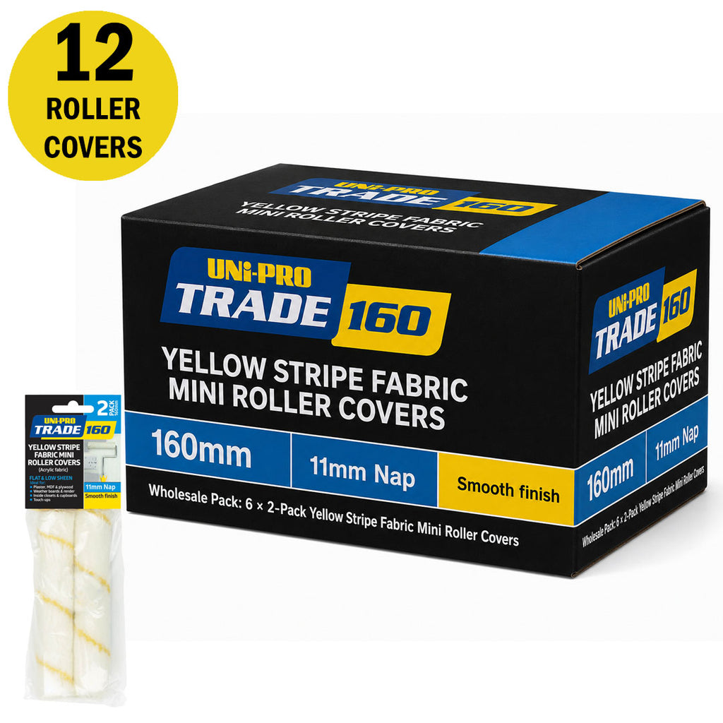 Uni-Pro Trade 160mm Yellow Stripe Covers 2 Pack 11mm Nap - Box of 6