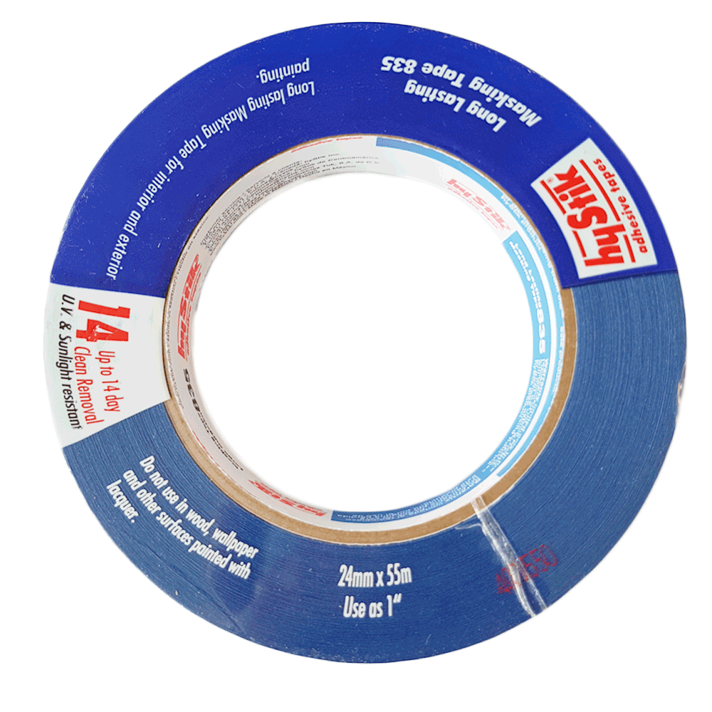 24mm Hystik 835 blue UV resistant masking tape, 14-day clean removal for indoor and outdoor