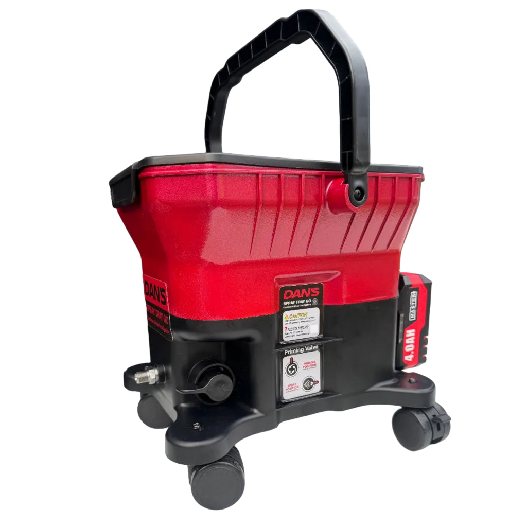 DAN’S Cordless Airless Cart Paint Sprayer – Tray Spray Go (Wheeled Unit)