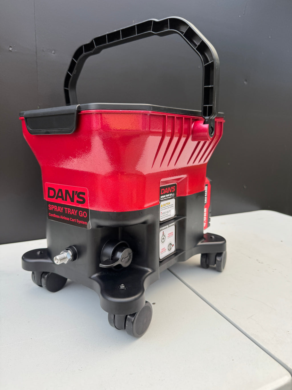 DAN’S Cordless Airless Cart Paint Sprayer – Tray Spray Go (Wheeled Unit)