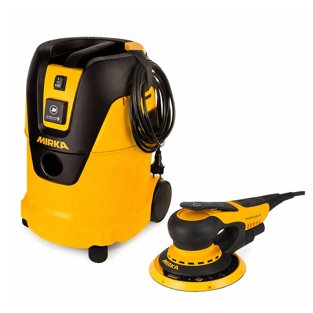Mirka DEROS II sander with a compact 1125 L PC dust extractor for virtually dust-free sanding