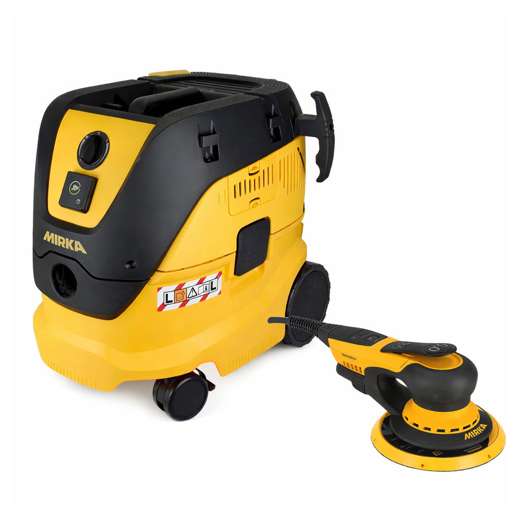 Professional Mirka sanding kit including a DEROS II sander and high-performance dust extractor
