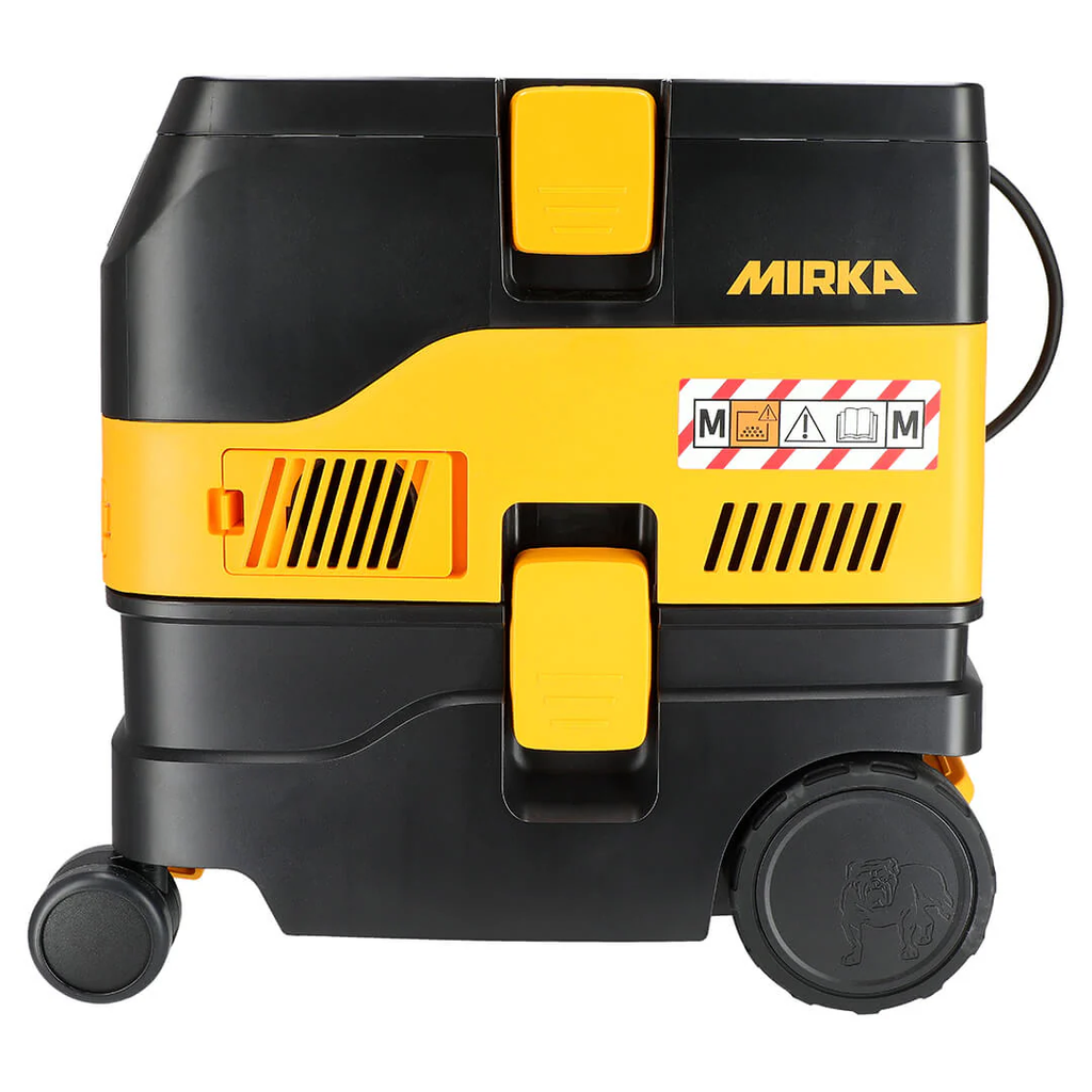 Side view of Mirka DEXOS 1217 M AFC highlighting M class dust rating sticker