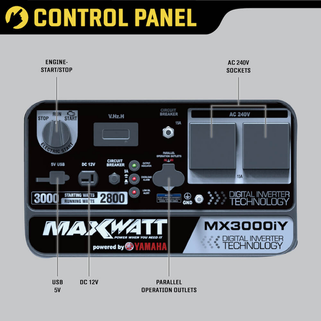 MaxWatt 3000W Pure Sine Digital Inverter Generator Powered By Yamaha