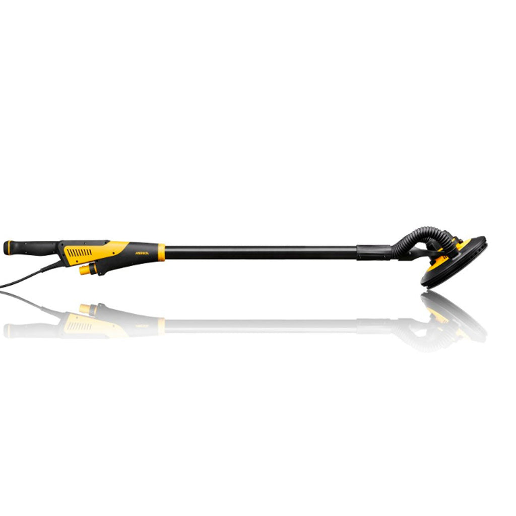 Balanced and slim profile of the Mirka LEROS 950CV electric wall and ceiling sander