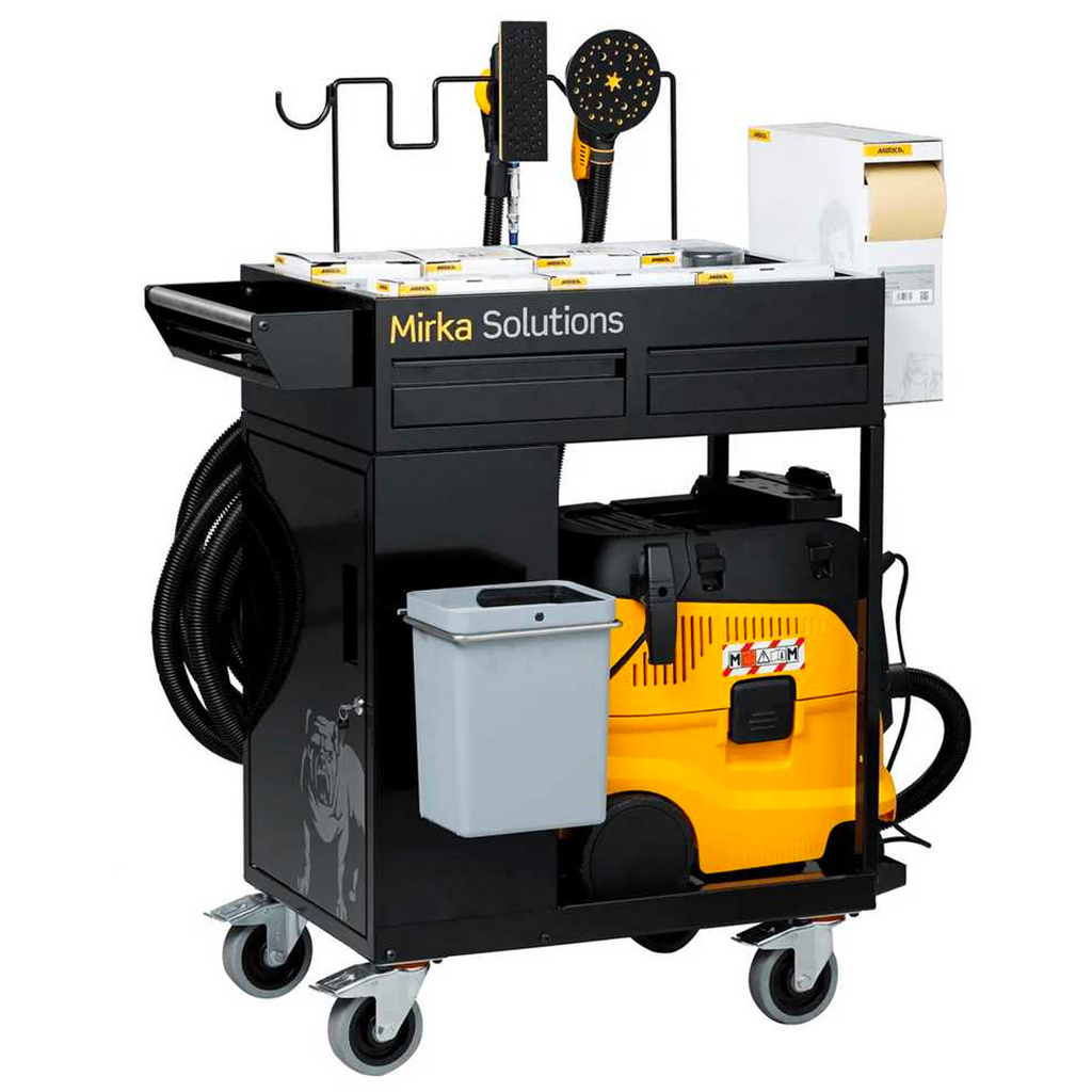 Mirka mobile workstation kit including a 1230 M dust extractor and orbital sanders