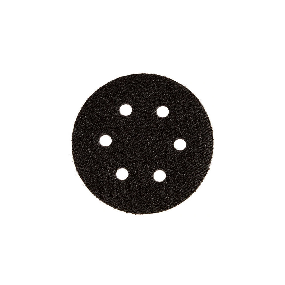 Top view of a 77mm Mirka pad saver showing the 6-hole dust extraction pattern