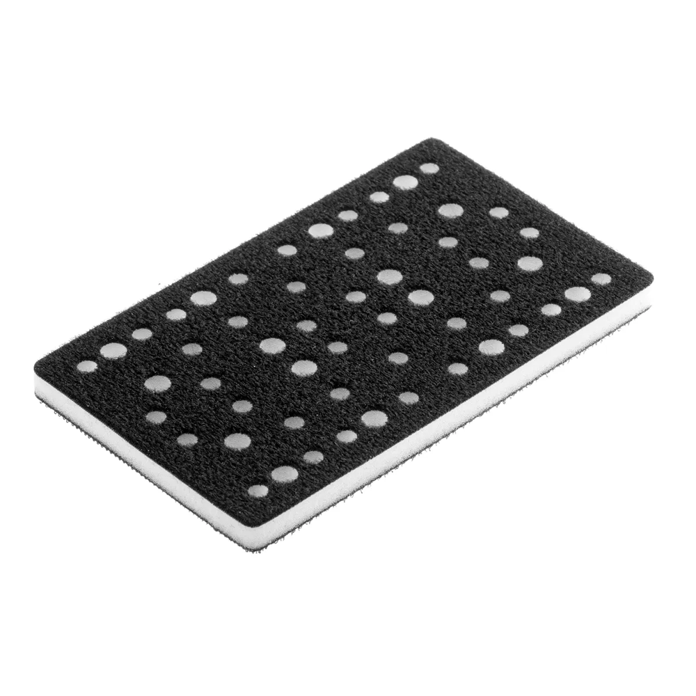 Angled view of a black 54-hole interface pad showing the white foam cushioning layer