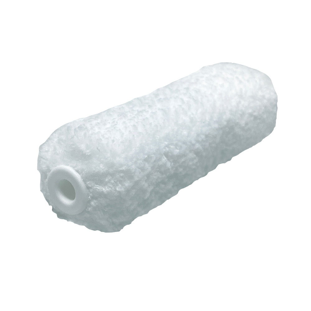 Close-up of Oldfields 100mm microfibre mini roller cover for a seamless paint finish