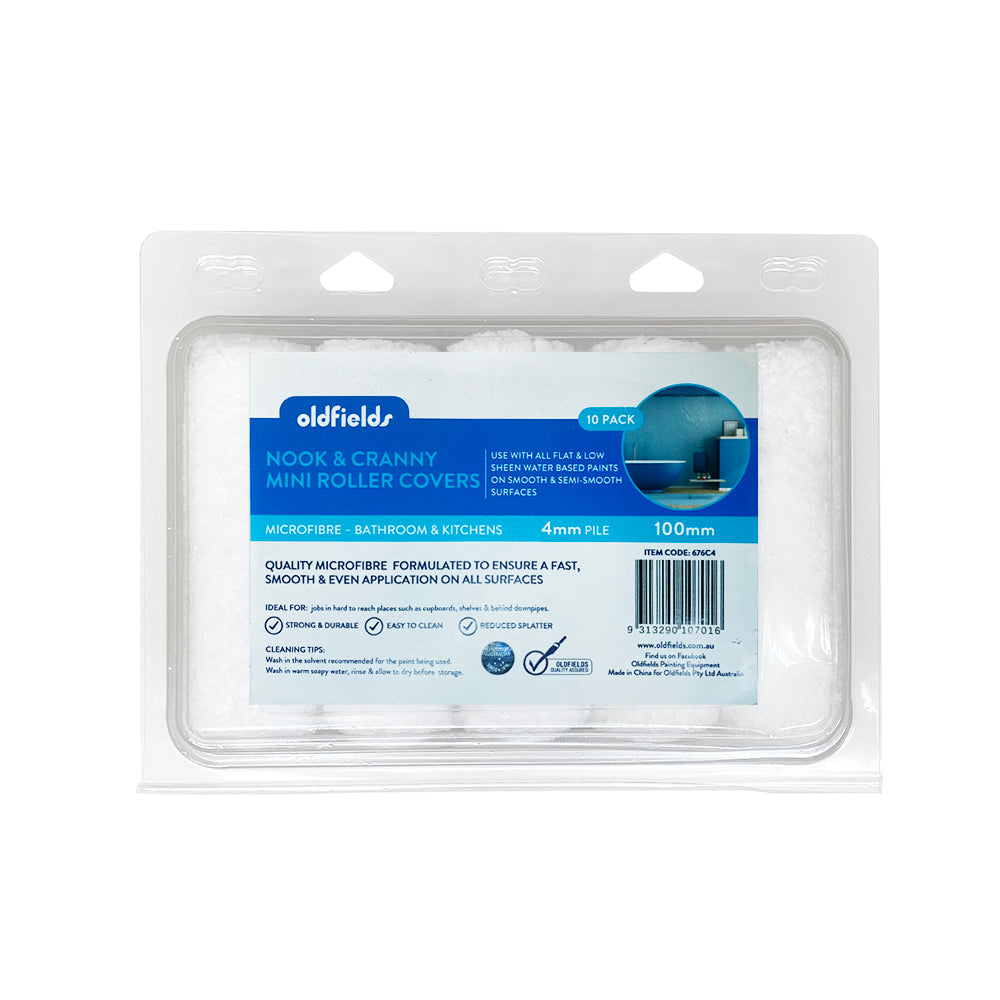 Professional 10 pack of Oldfields 100mm mini rollers with 4mm short pile microfibre