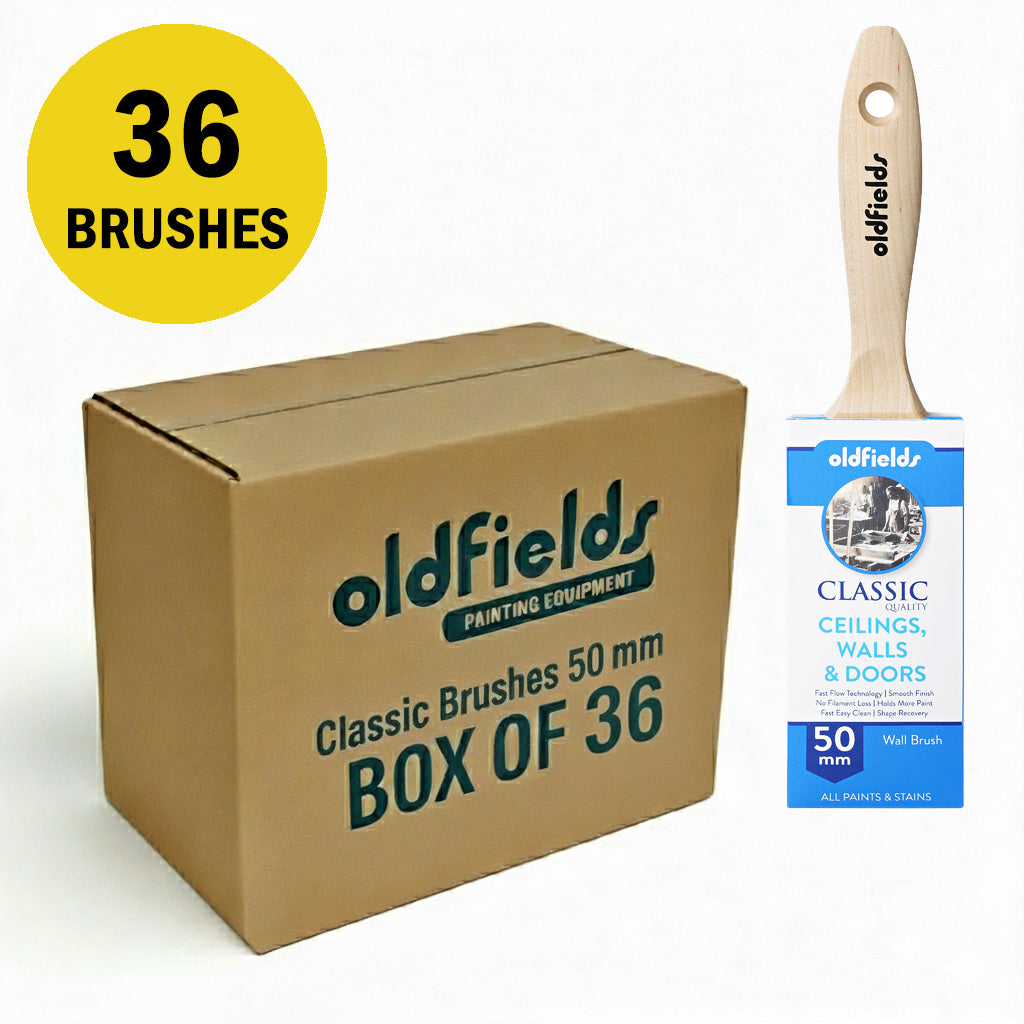 Bulk pack of 36 Oldfields Classic 50mm wall brushes for large scale DIY painting