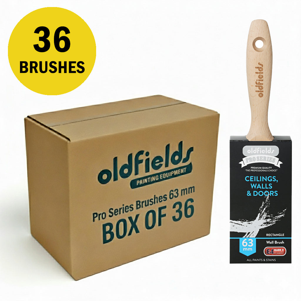 Bulk box of 36 Oldfields Pro Series 63mm rectangle wall brushes for trade professionals