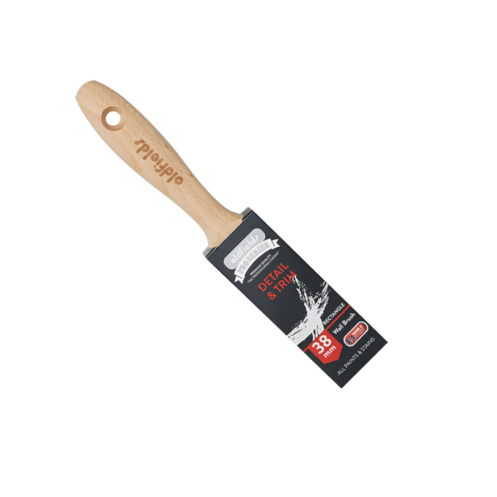 Oldfields Pro Series 38mm Detail & Trim wall brush with beech wood handle and E4 filaments