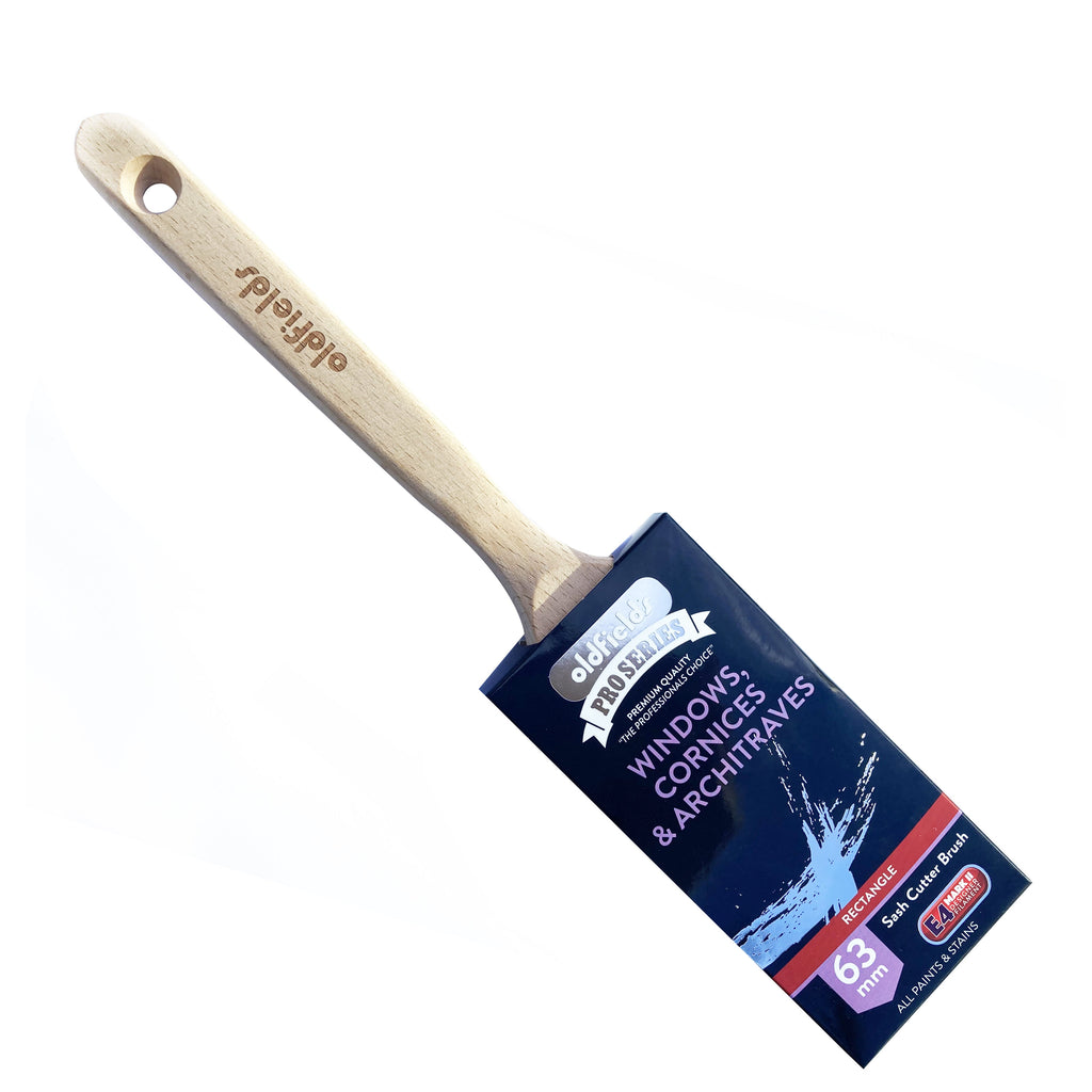 Packaged Oldfields Pro Series 63mm Sash Cutter Brush for windows and architraves painting