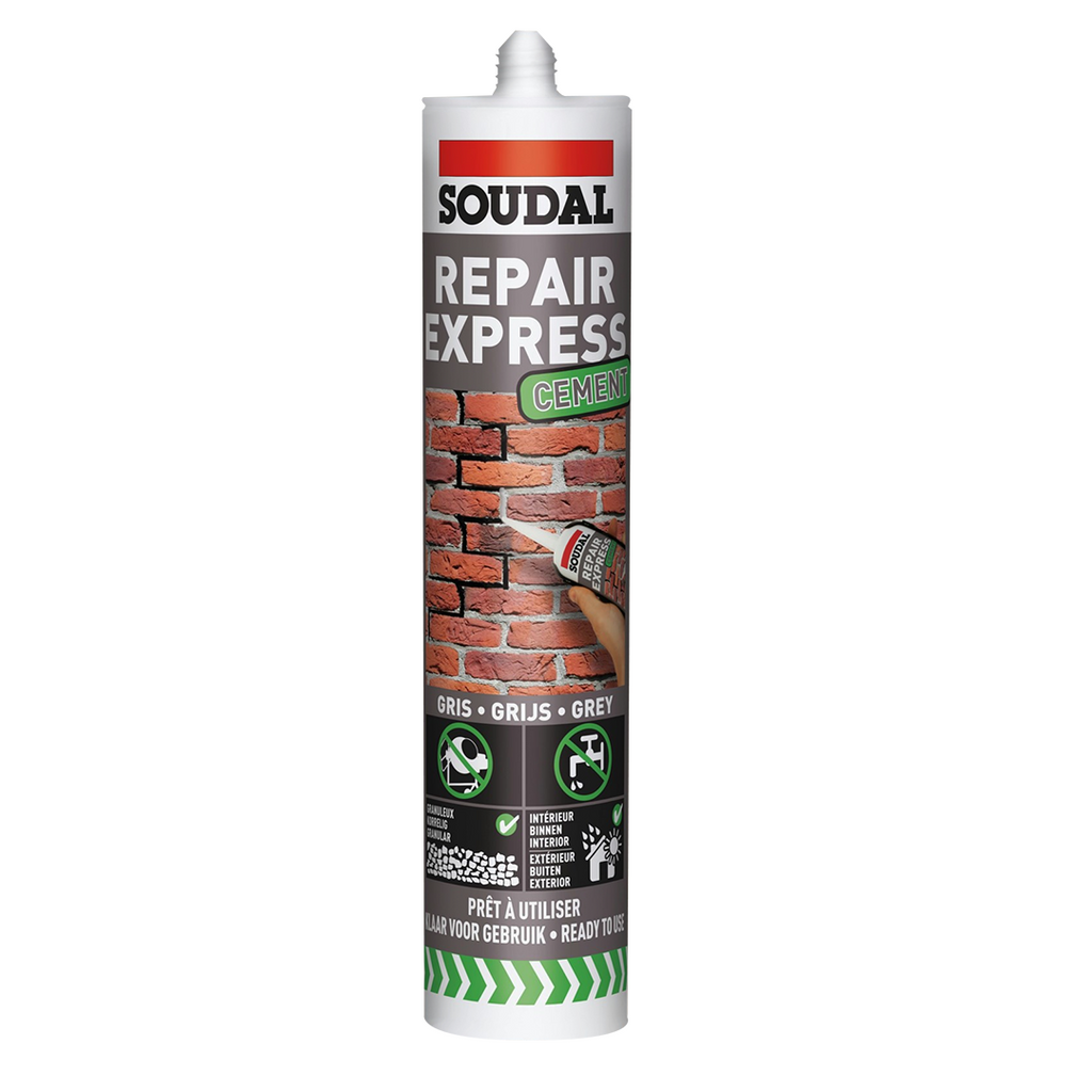 Soudal 290ml Grey acrylic filler cartridge for repairing cracks in mineral surfaces
