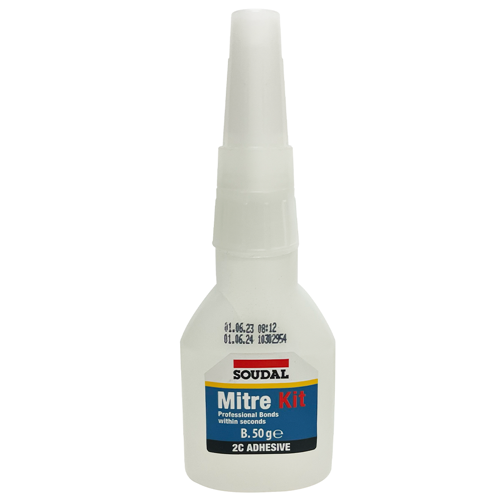 Soudal 2C Adhesive Mitre Kit 50g high-viscosity cyanoacrylate glue for timber joints