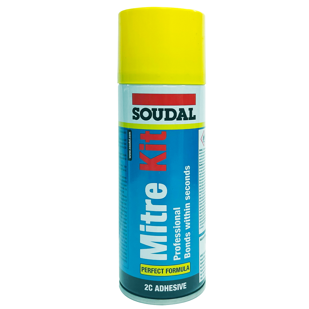 Soudal Mitre Kit professional aerosol activator spray for instant bonding in seconds