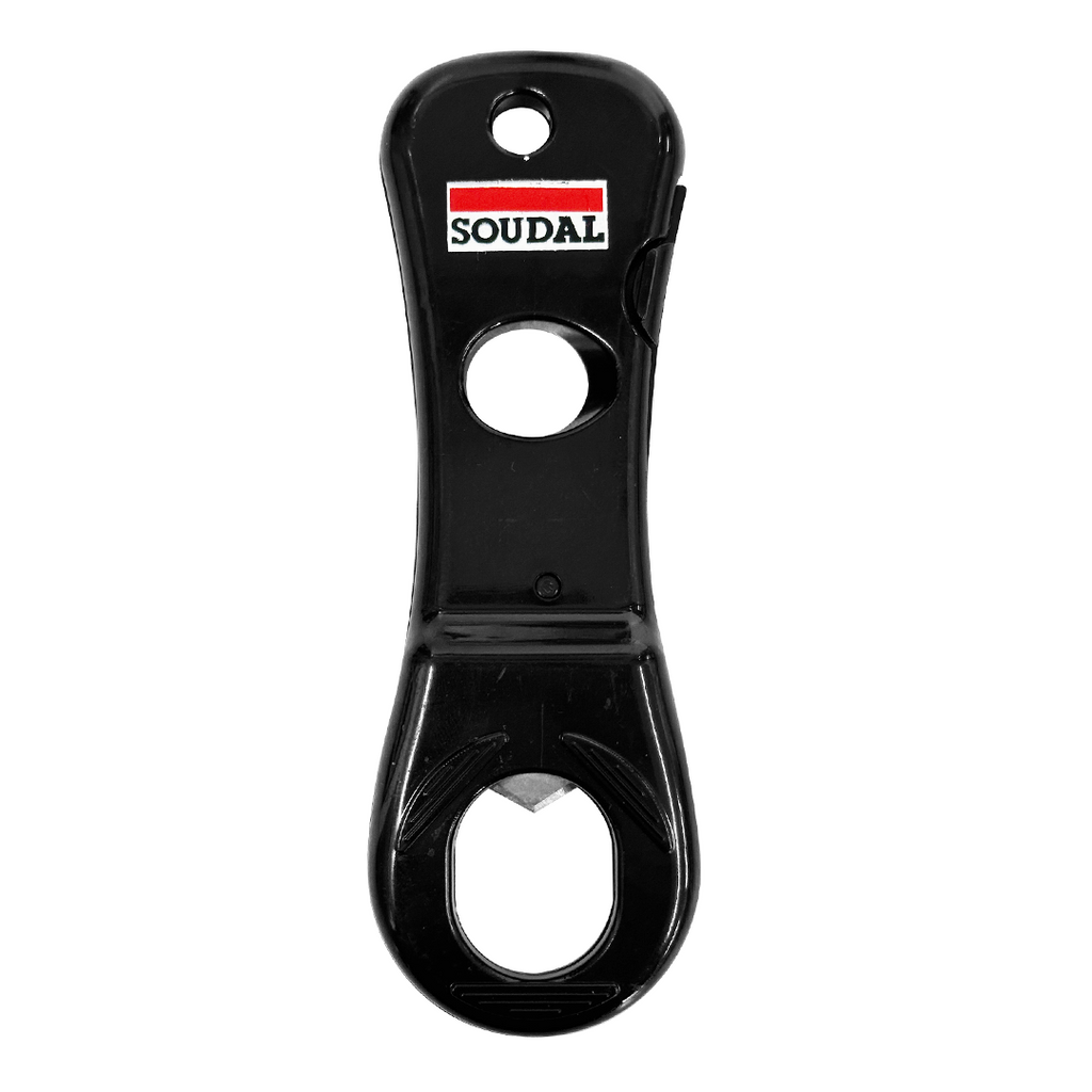 Black Soudal professional safety knife for opening sealant cartridges and nozzles