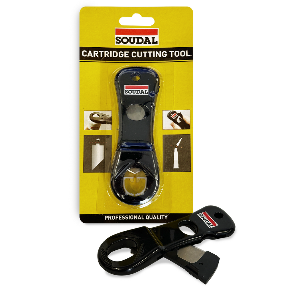 Soudal Professional Cartridge Cutting Tool in retail packaging with usage diagrams