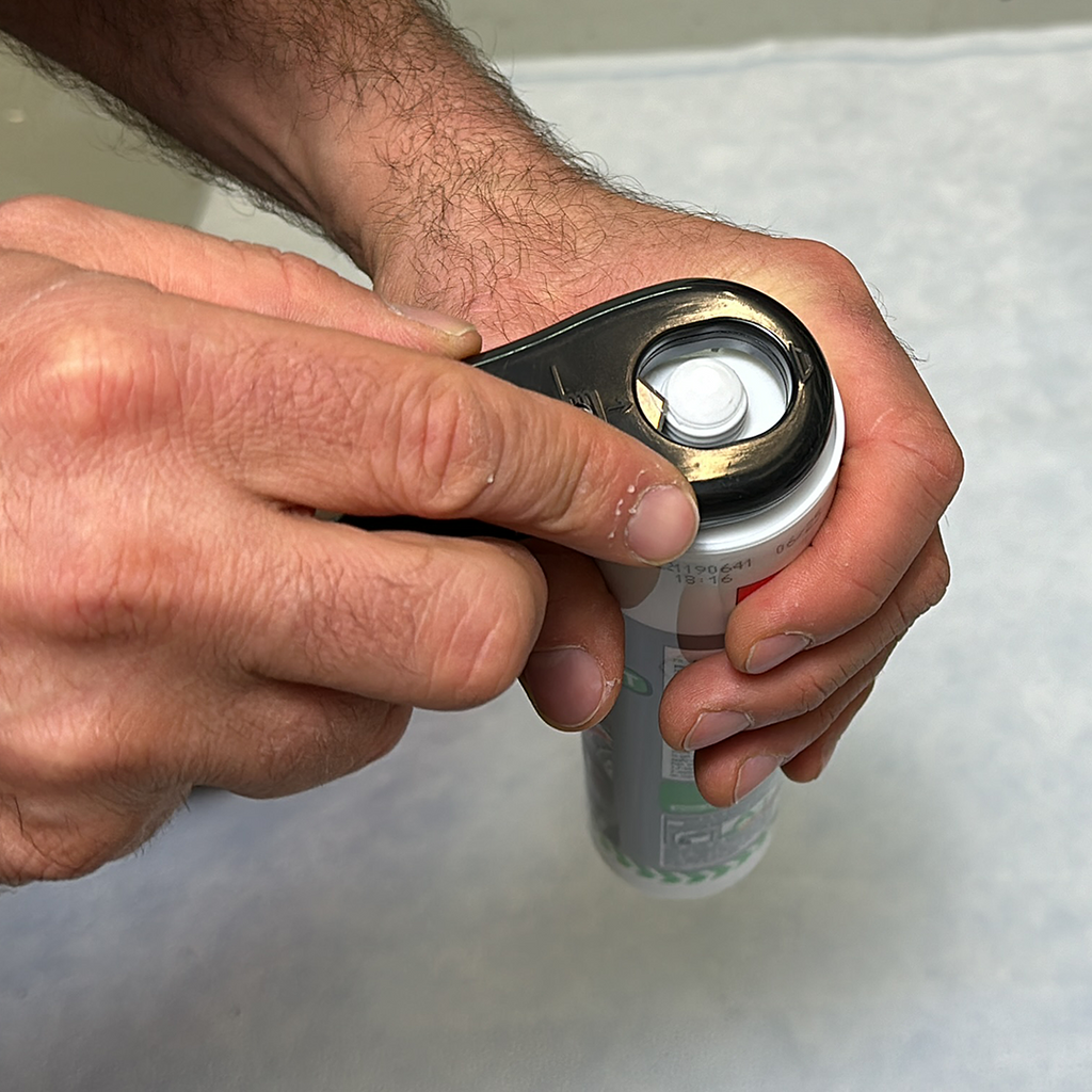 Safely opening a Soudal adhesive cartridge using the integrated German blade