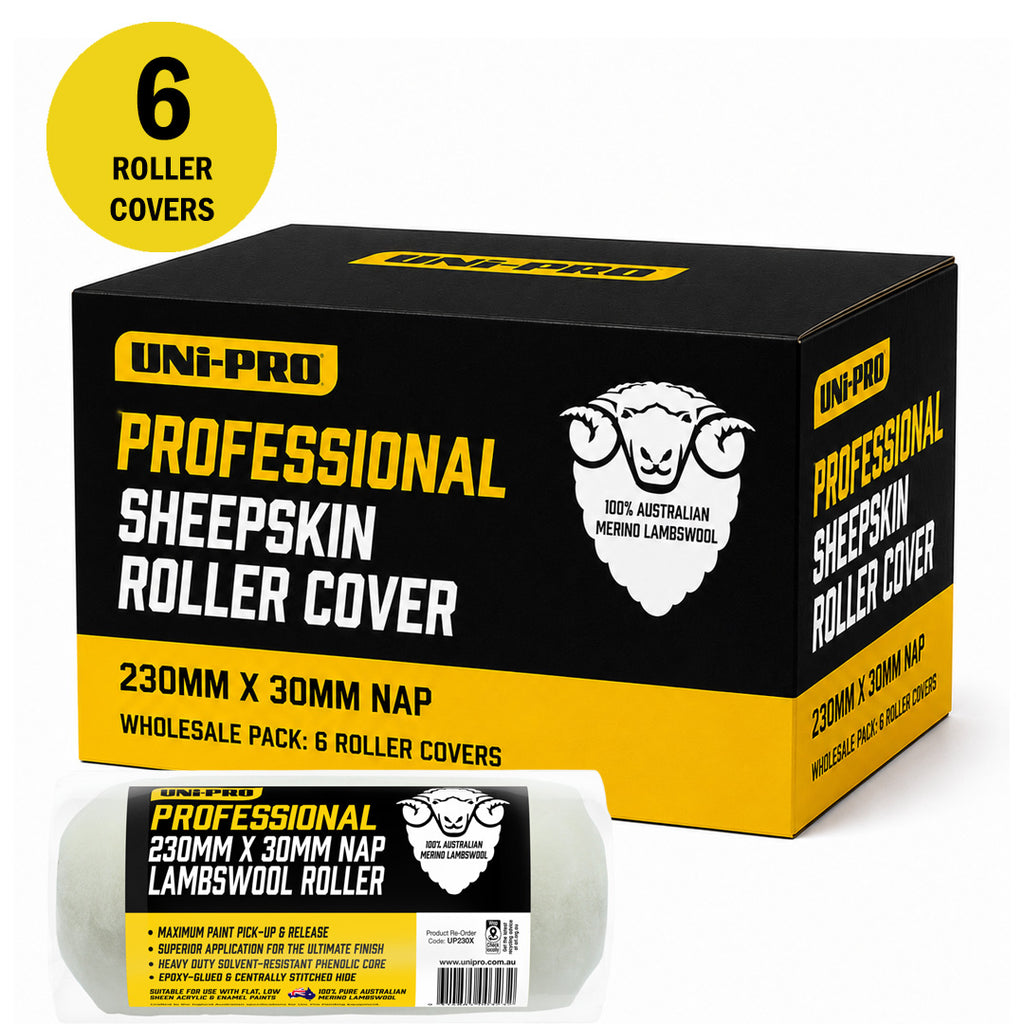 Uni-Pro Professional 230mm Sheepskin Roller Covers - Sold by Box
