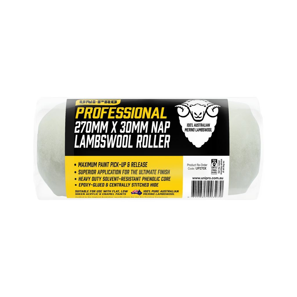Uni-Pro Professional 270mm Sheepskin Roller Covers - Box of 6