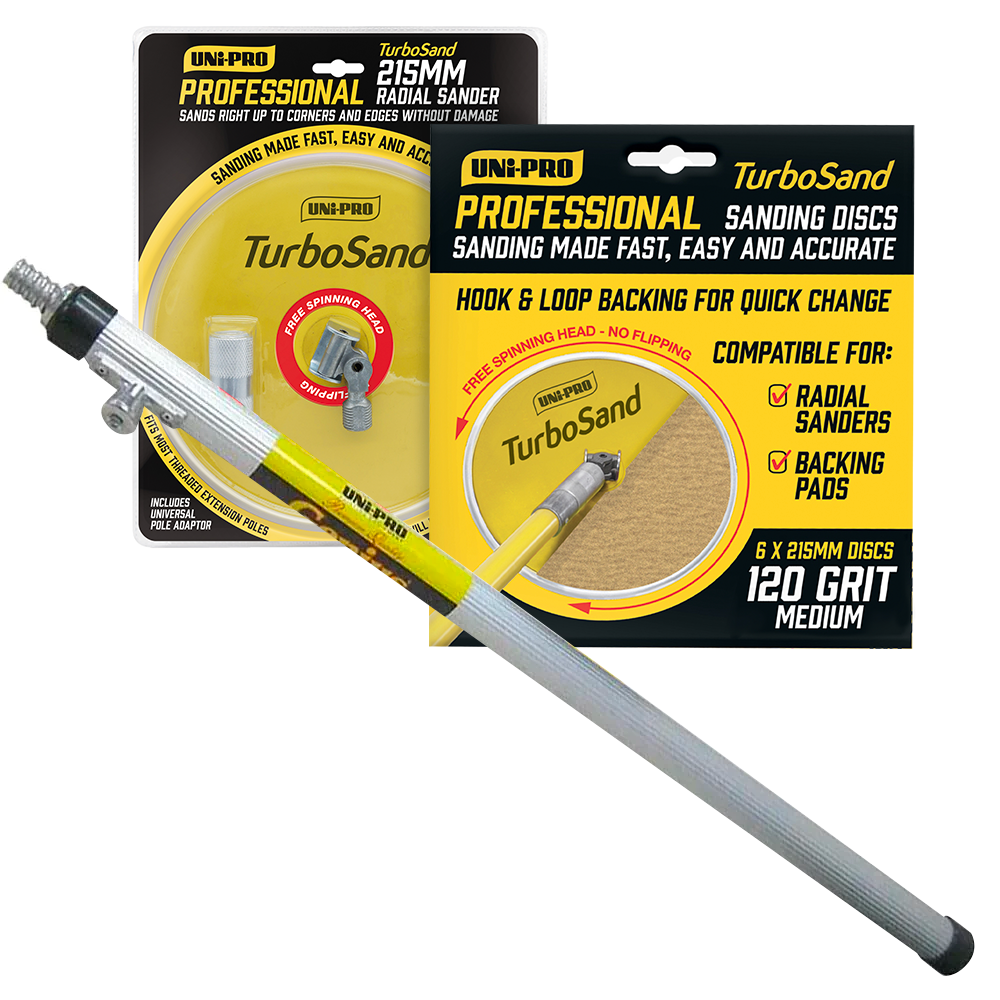 Uni-Pro Professional Extension Pole Kit - TurboSand Pole and 6 x Sanding Discs - 10% Off