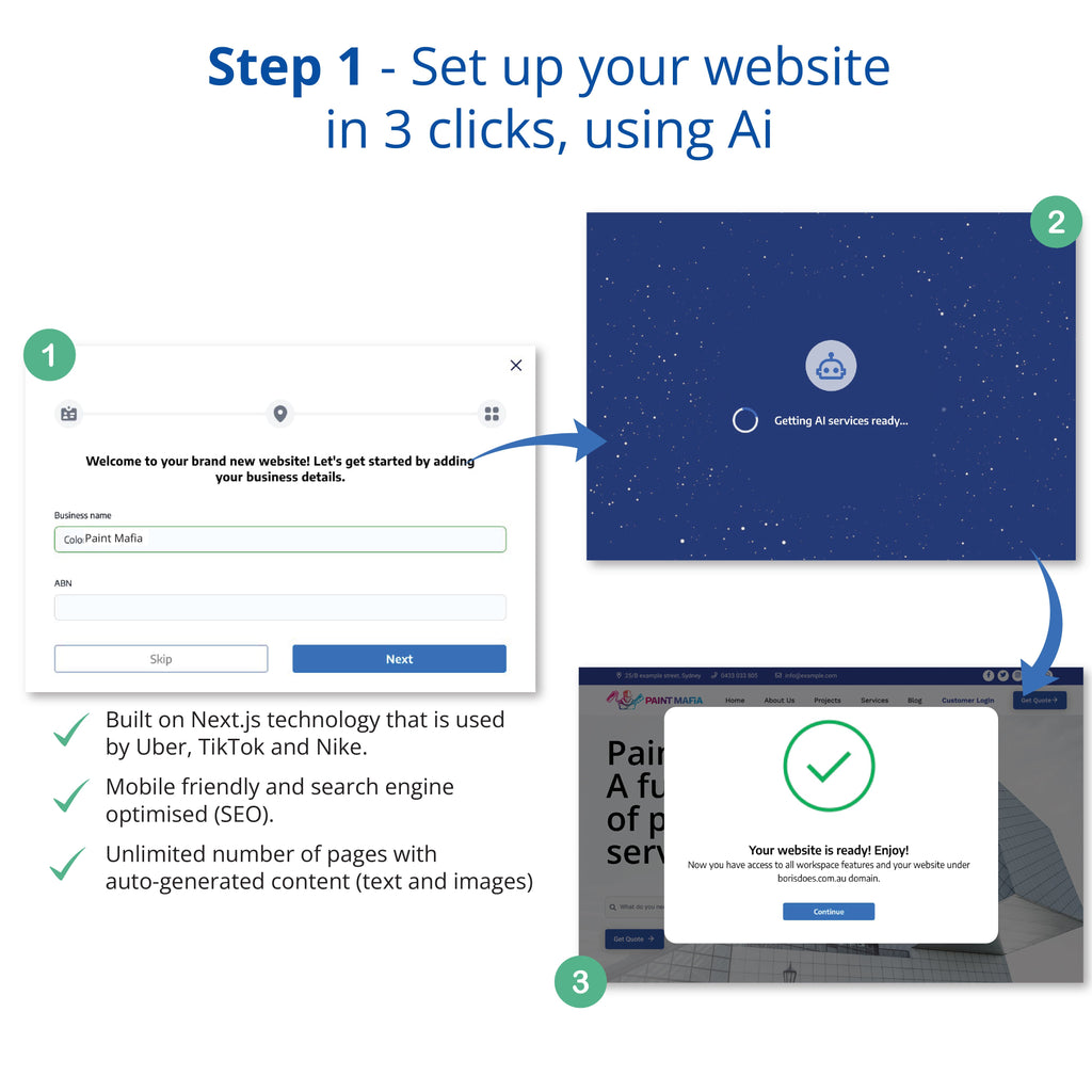 A website with built-in quoting and invoicing system for tradies