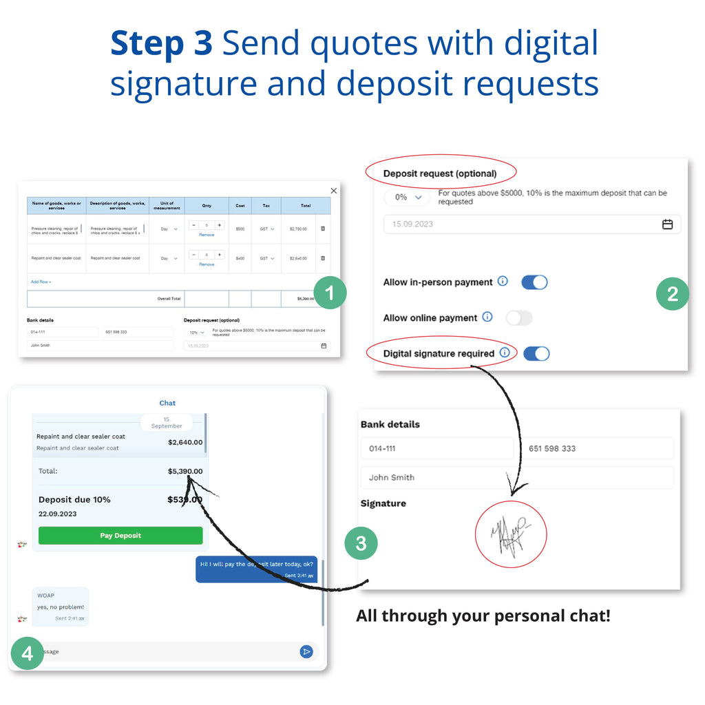 A website with built-in quoting and invoicing system for tradies