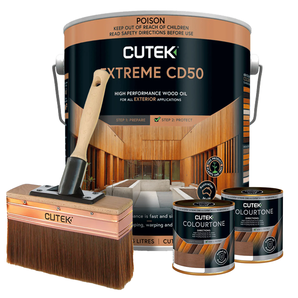 CUTEK Bundle - 10L Extreme CD50 Decking Oil With Cutek Applicator Oil Brush Range