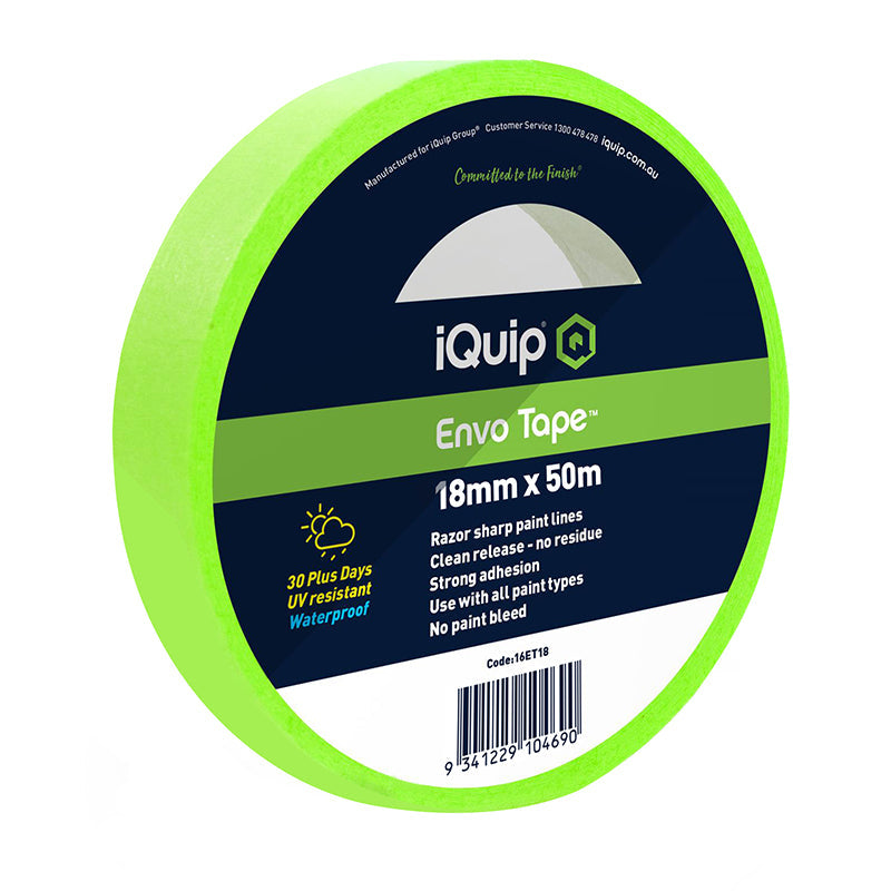 iQuip 30-Day Envo Masking Tape 18mm x 50m / Box of 48 Rolls