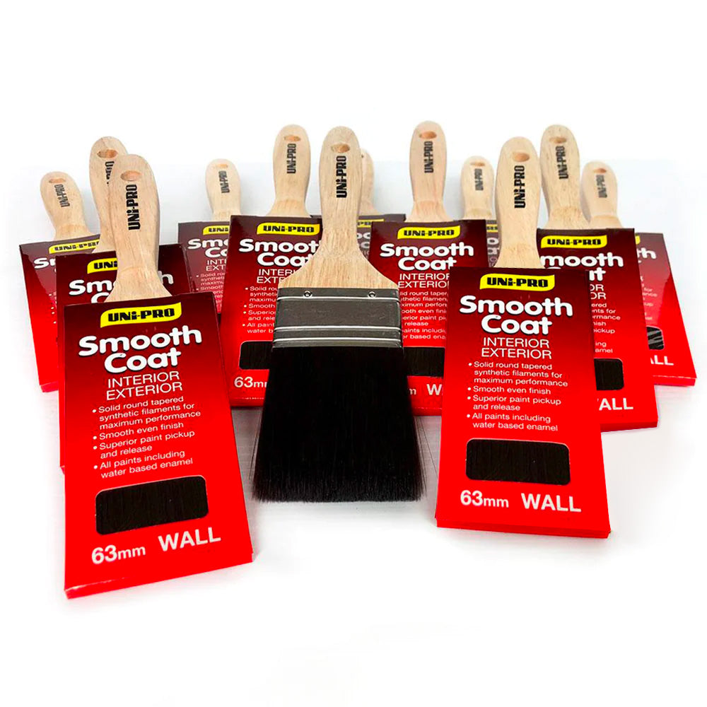 Uni-Pro Smooth Coat Synthetic Wall Brush Range - Box of 12