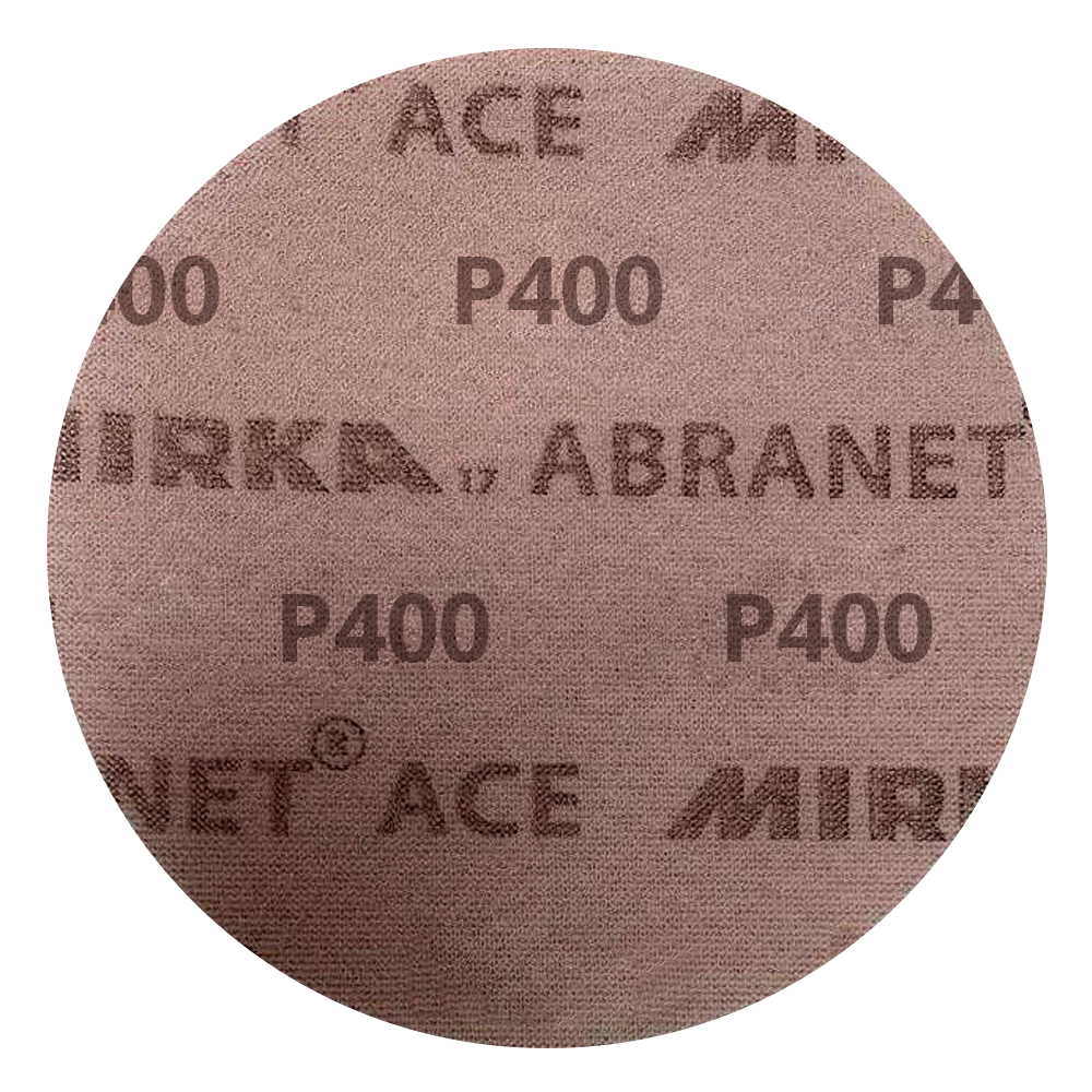 Close-up of the Mirka Abranet Ace P400grit ceramic net abrasive surface