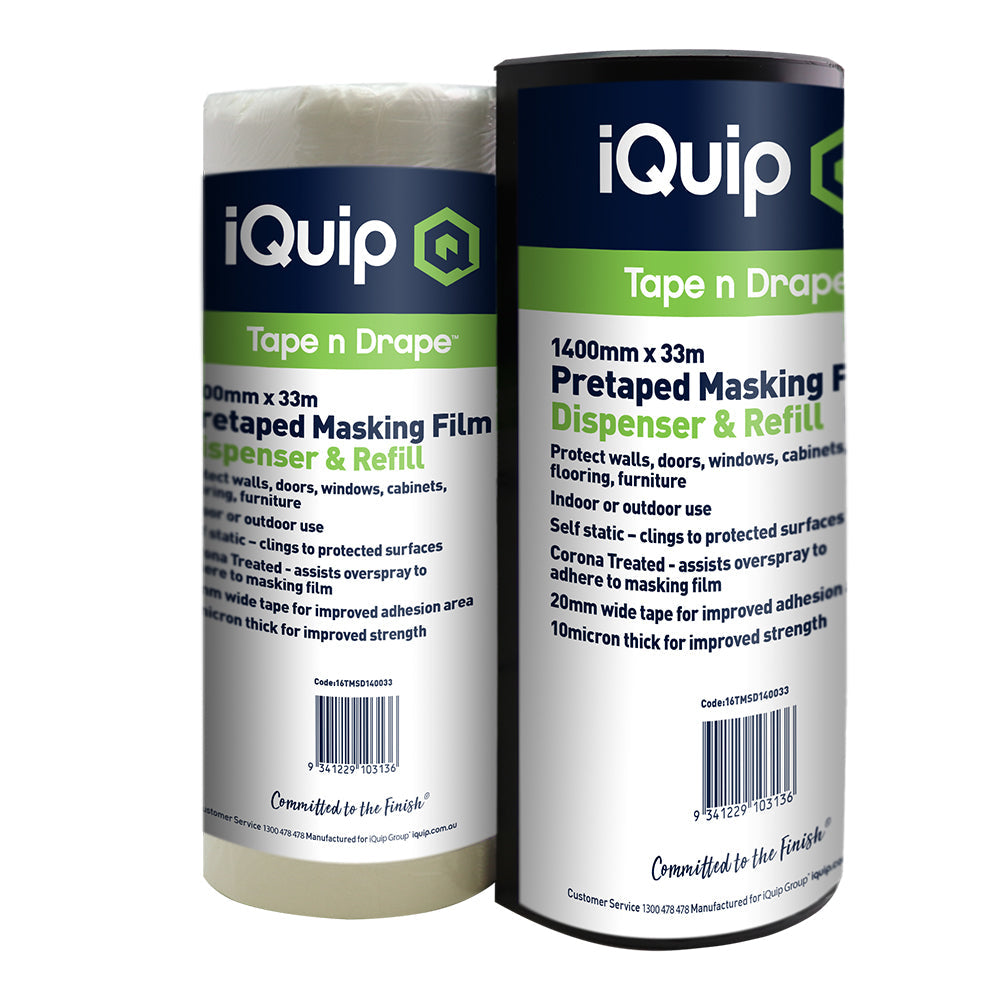 iQuip 1400mm x 33m Tape n Drape dispenser kit for indoor and outdoor paint prep