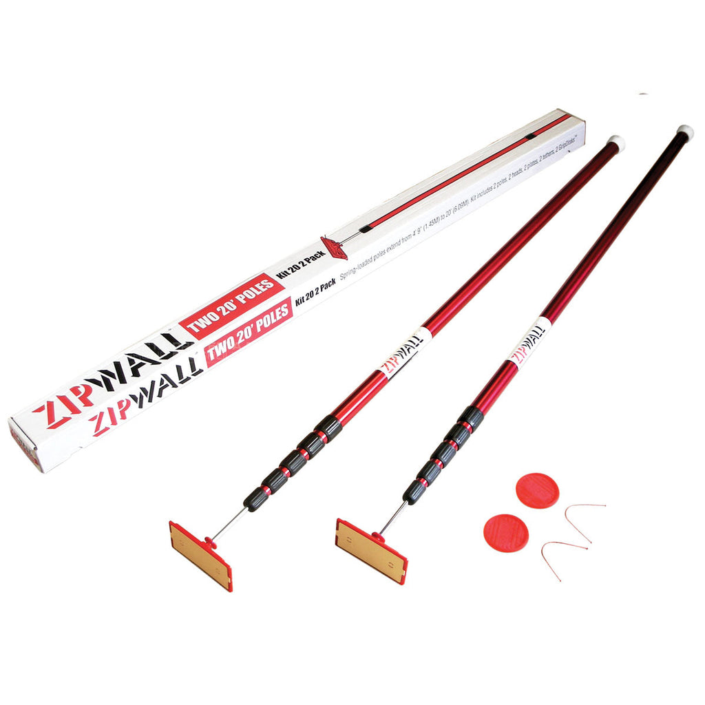 ZipWall 2 x Super-Tall Spring Loaded Poles With Jacks (1.6m-6.1m) for Extra Tall Ceilings (ZST2)